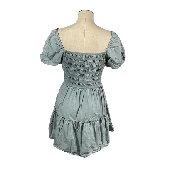 Francesca's Collections Dollie Eyelet Puff Sleeve Waisted Mini Dress Size Medium - Picture 2 of 7